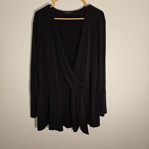 26/28 Lane Bryant Black Long Sleeve Faux Wrap  Top